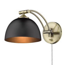Golden 3688-A1W AB-BLK - Wry Lighting Rey 1-light Swing Arm Wall Lamp in Aged Brass and Matte Black shade